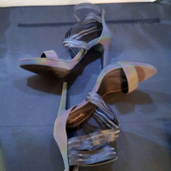 QUPID HIGH HEEL ALMOND OPEN-TOE ELASTIC CRISS-CROSS STRAP SANDAL - Picture 15 of 16